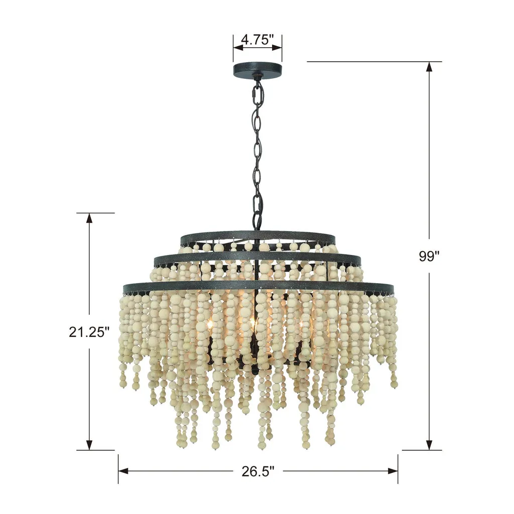 Poppy 6 Light Forged Bronze Chandelier