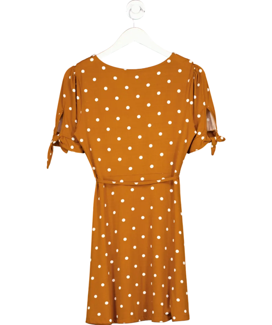 Pour Moi Brown Polka Dot Mini Dress UK 10