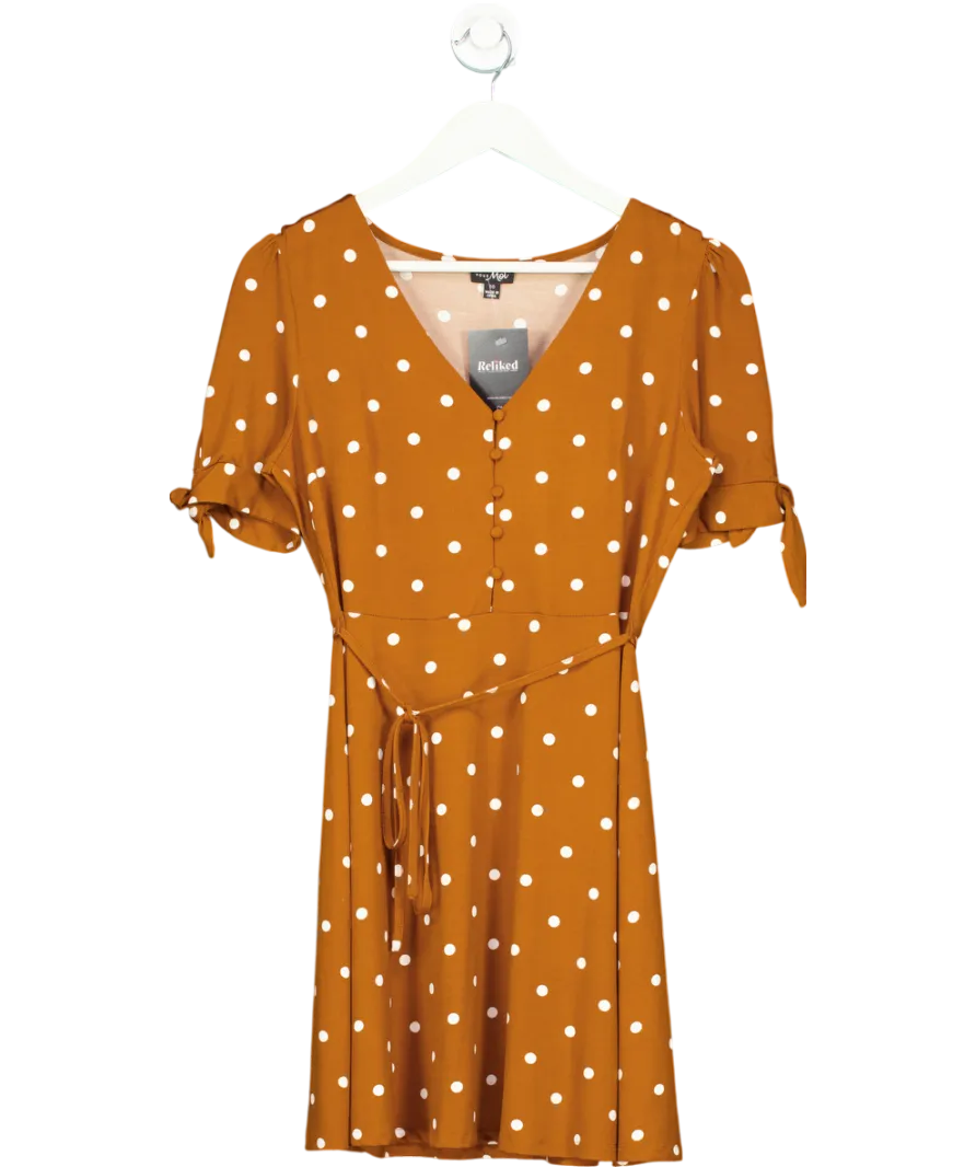 Pour Moi Brown Polka Dot Mini Dress UK 10
