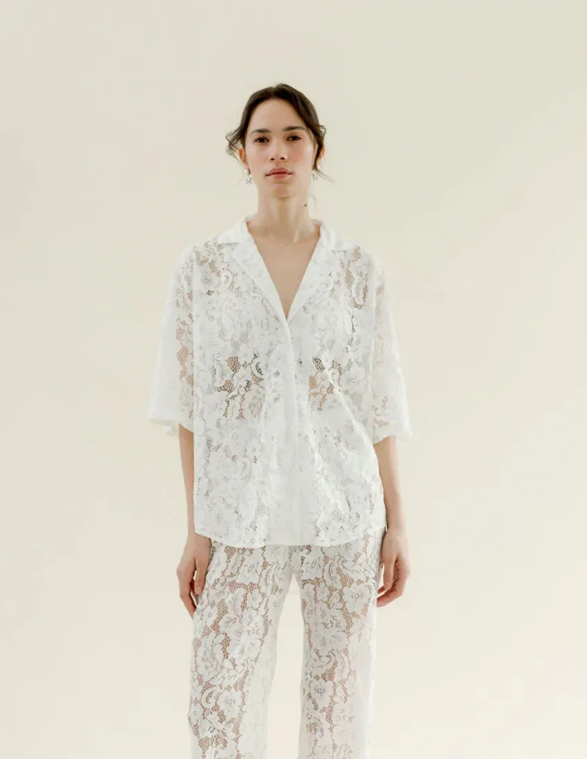 Romeo Top, White Lace