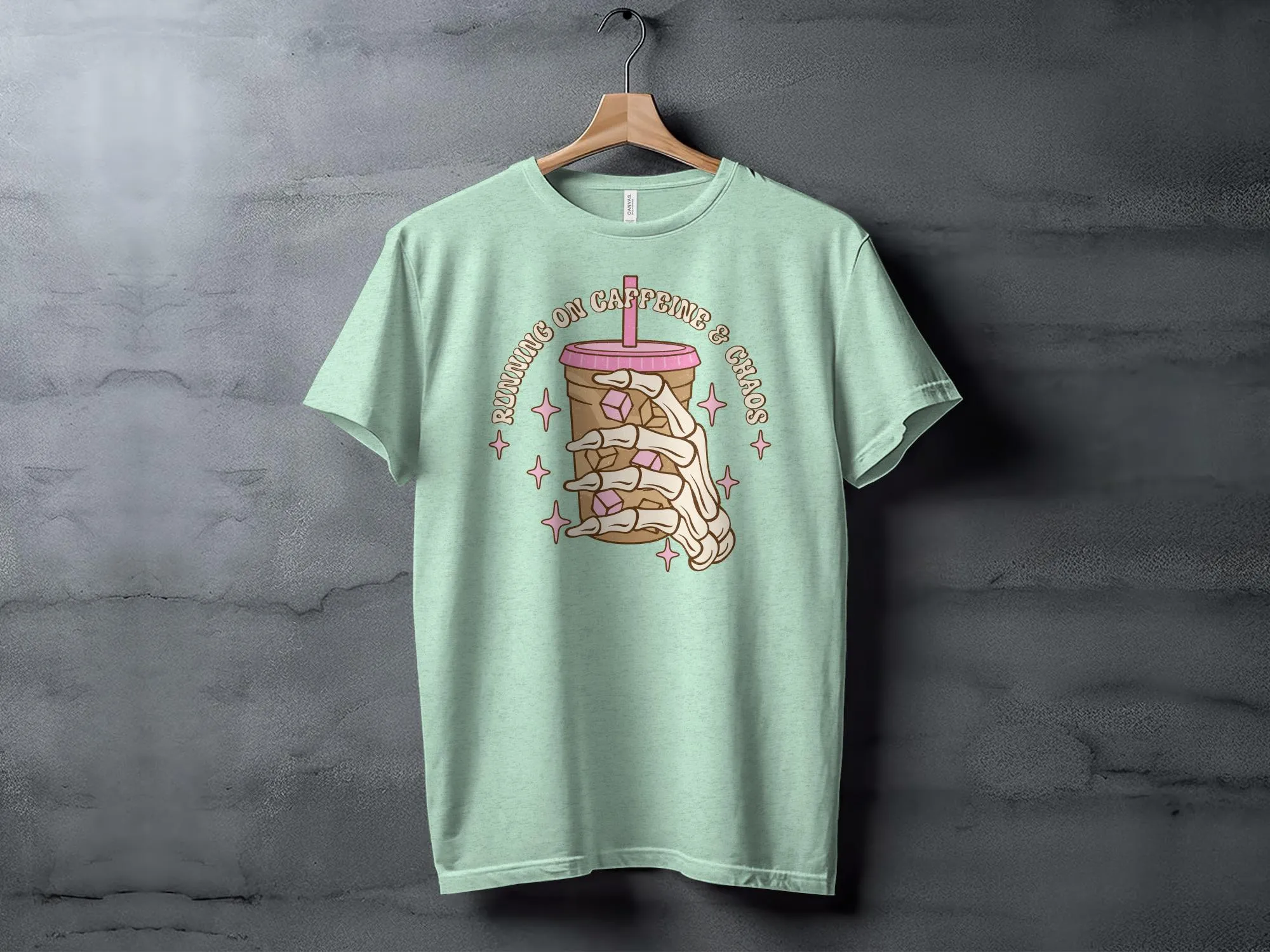 Running on Caffeine and Chaos Coffee T-Shirt, Vintage Style Graphic Tee, Casual Women's Shirt, Coffee Lover Gift, Soft Cotton Top