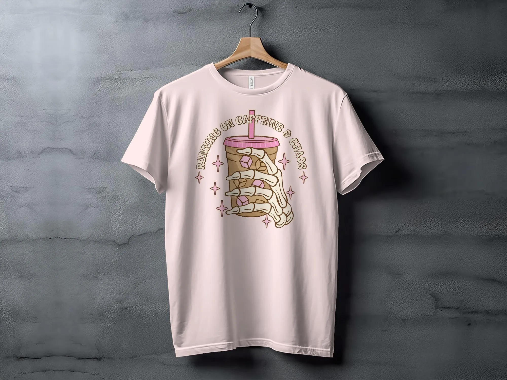 Running on Caffeine and Chaos Coffee T-Shirt, Vintage Style Graphic Tee, Casual Women's Shirt, Coffee Lover Gift, Soft Cotton Top