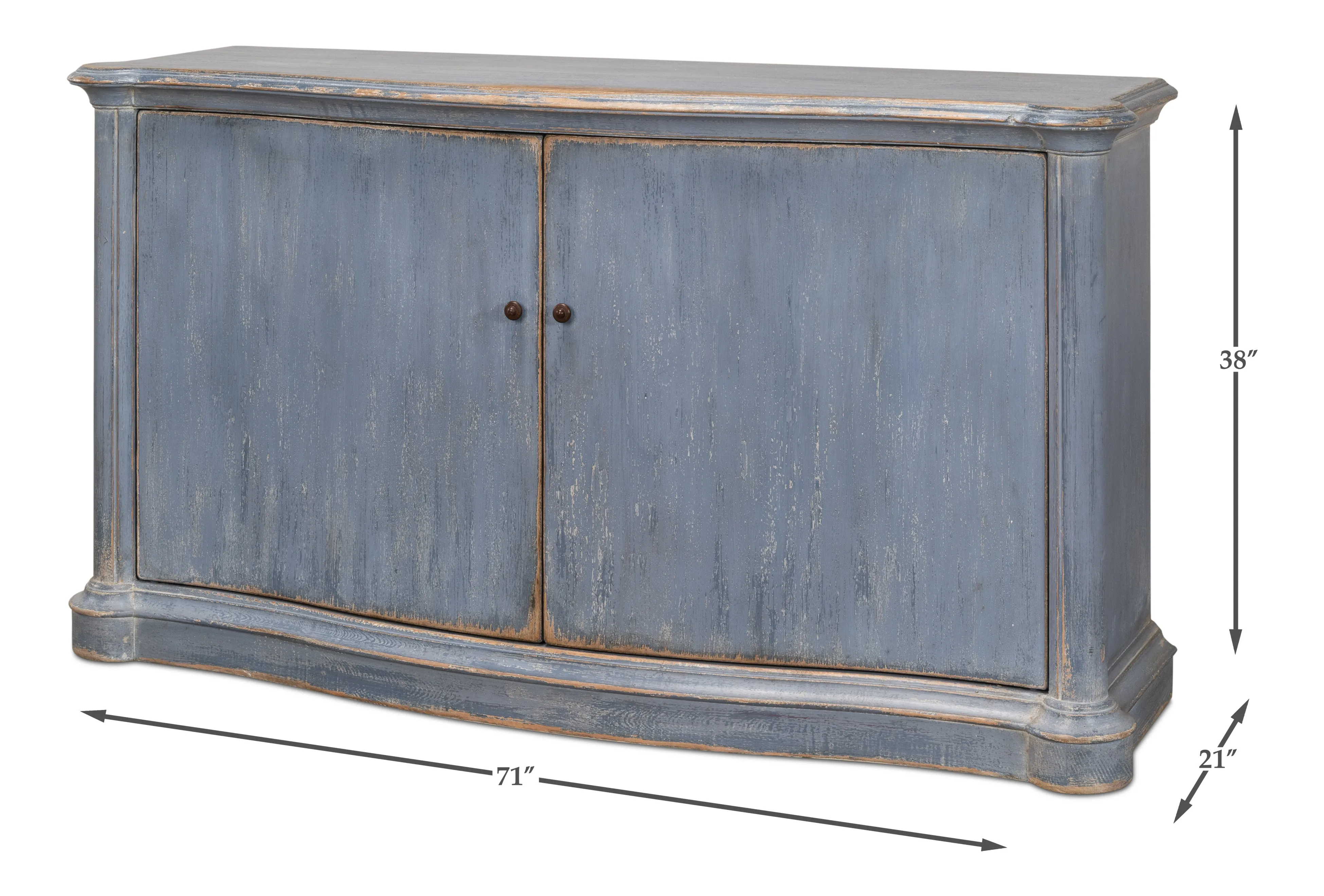 Sarreid - Columns Bowfront Sideboard  Blue - Blue - Traditional