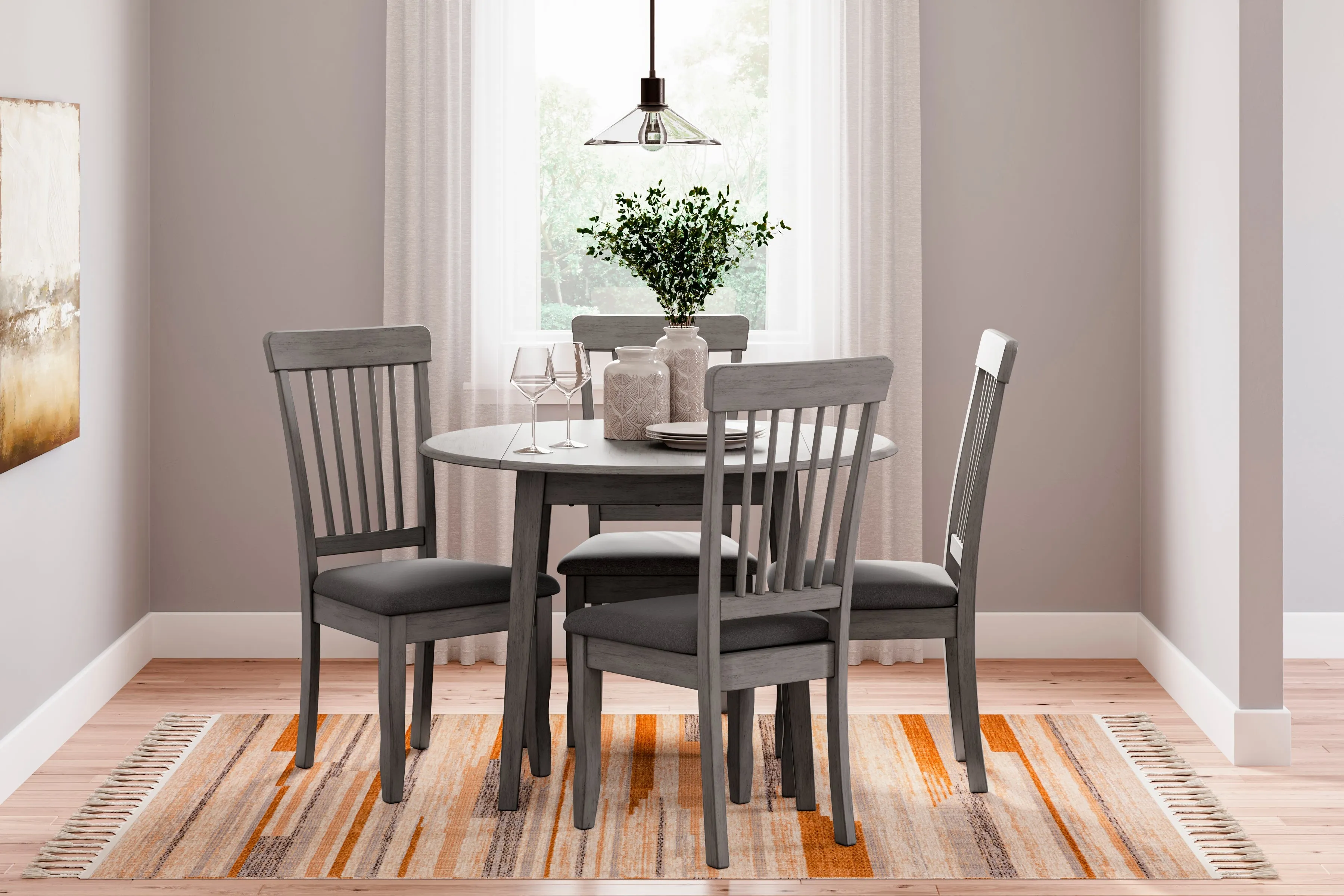 Shullden Dining Table and 4 Chairs in Gray