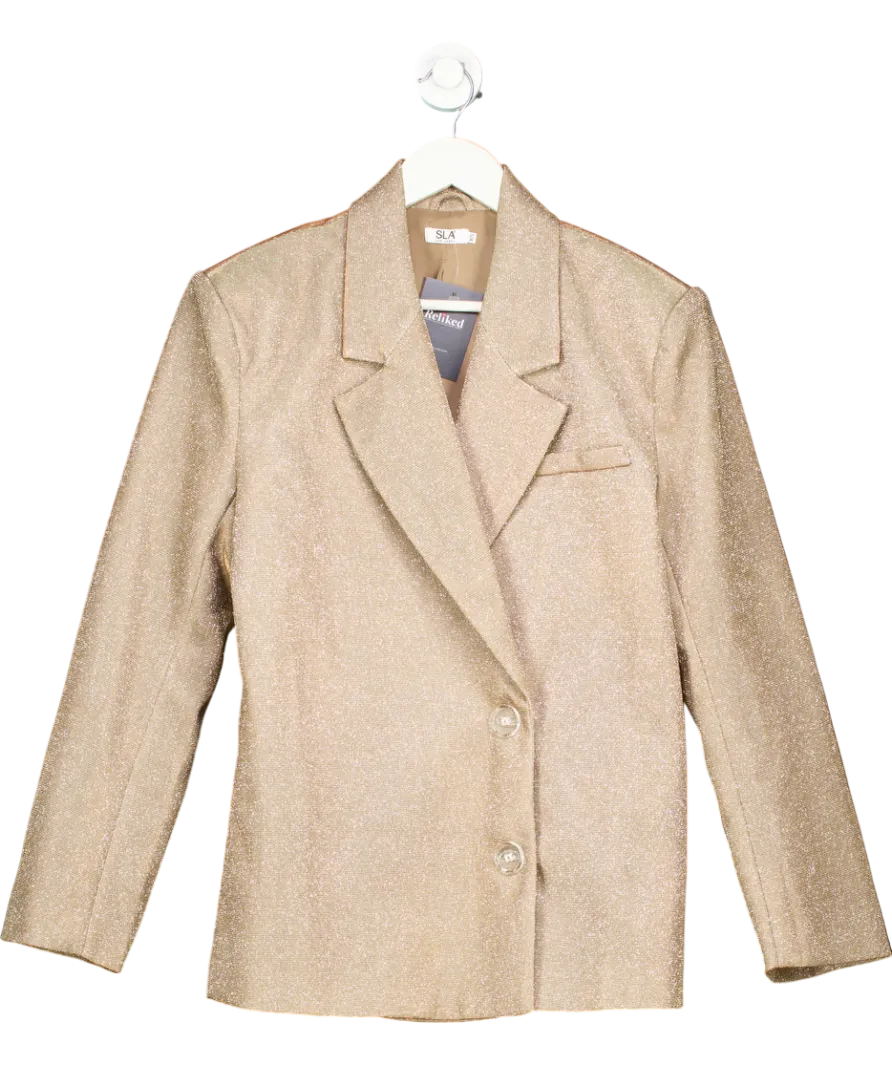 SLA the label Metallic Bronze Glitter Oversize Blazer UK XS