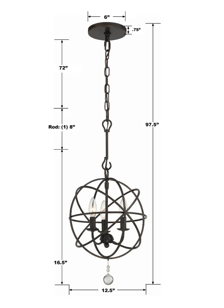 Solaris 3 Light English Bronze Mini Chandelier