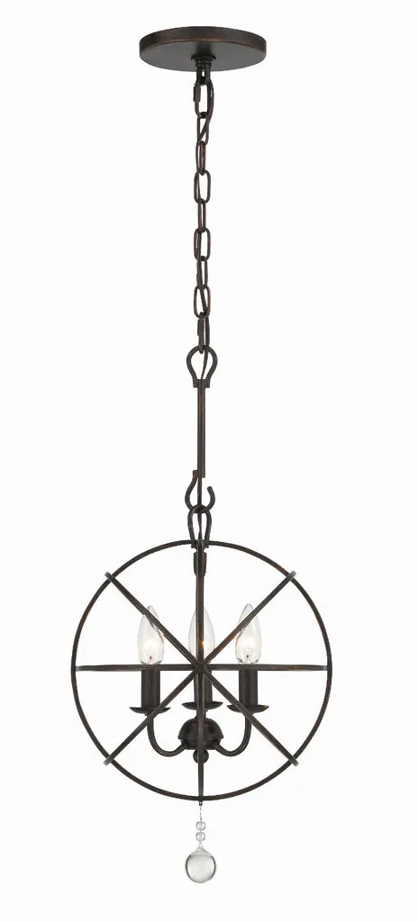 Solaris 3 Light English Bronze Mini Chandelier