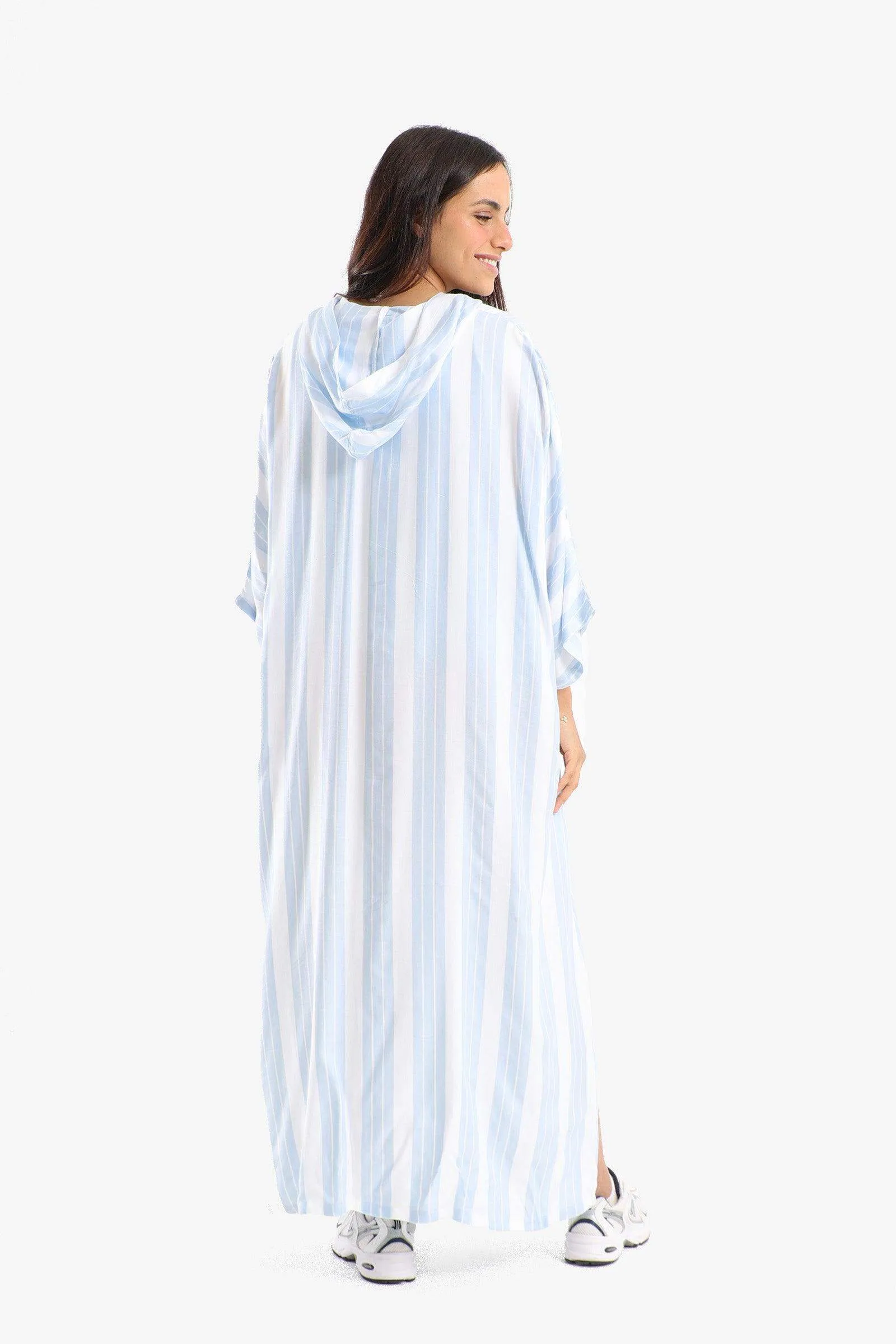 Striped Dress with Hooded Neck