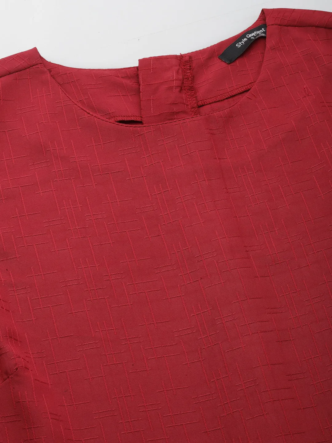 Style Quotient Women Maroon Solid Polyester Regular Smart Casual Dress