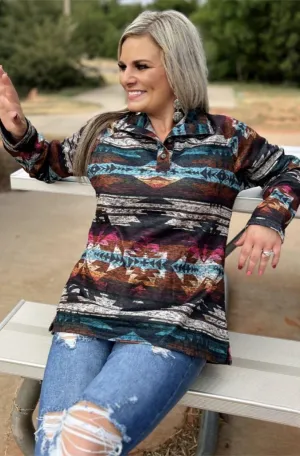 The Fall Abilene Aztec Pullover Top