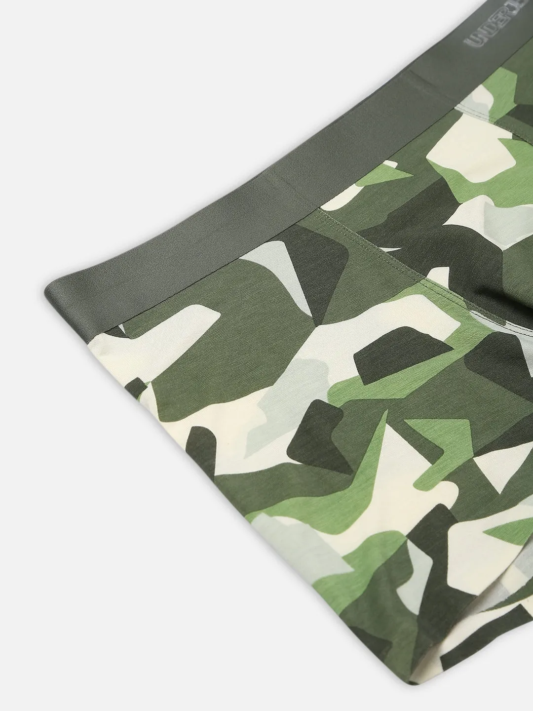 Underjeans By Spykar Men Super Premium Printed Bonded Elastic Olive Trunk