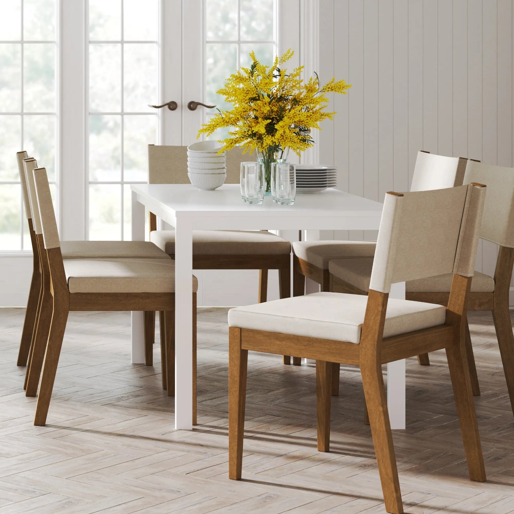 Upholstered Dining Chairs Dark Brown (Set of 6)