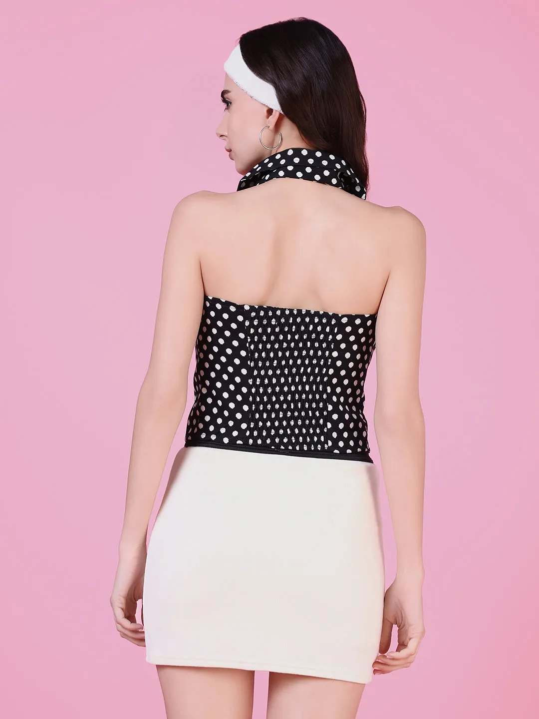 Women Black Polka Dots Top