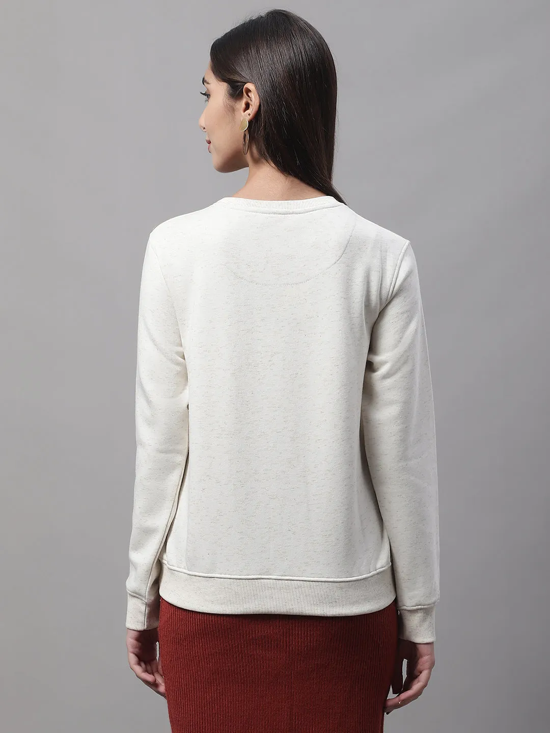 Women Ecru Melange Sweatshirt