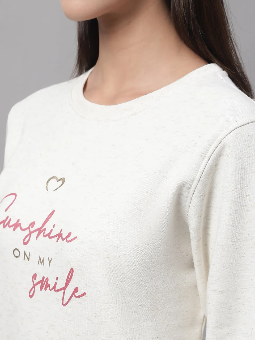 Women Ecru Melange Sweatshirt