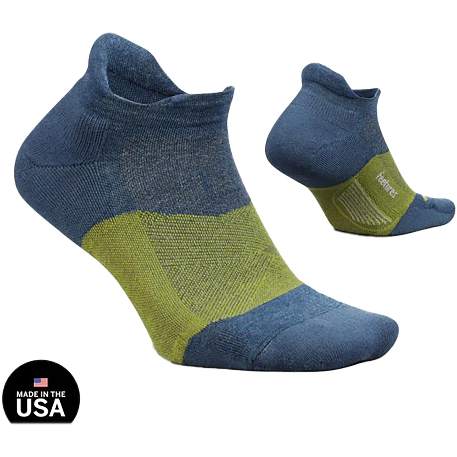 Women's Unisex Feetures Merino 10 Max Cushion No Show Tab Socks Midnight Moss