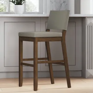 Wood Upholstered Sling Back Bar Stool Dark Brown Gray